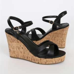 Nixie Black Wedge Sandals
